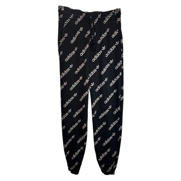 Adidas Originals Logomania Repeat Logo Track Pants Black Tan Small Blokecore Y2K - Picture 1 of 10